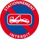 Autocollants interdiction de stationner. Mise en fourrière