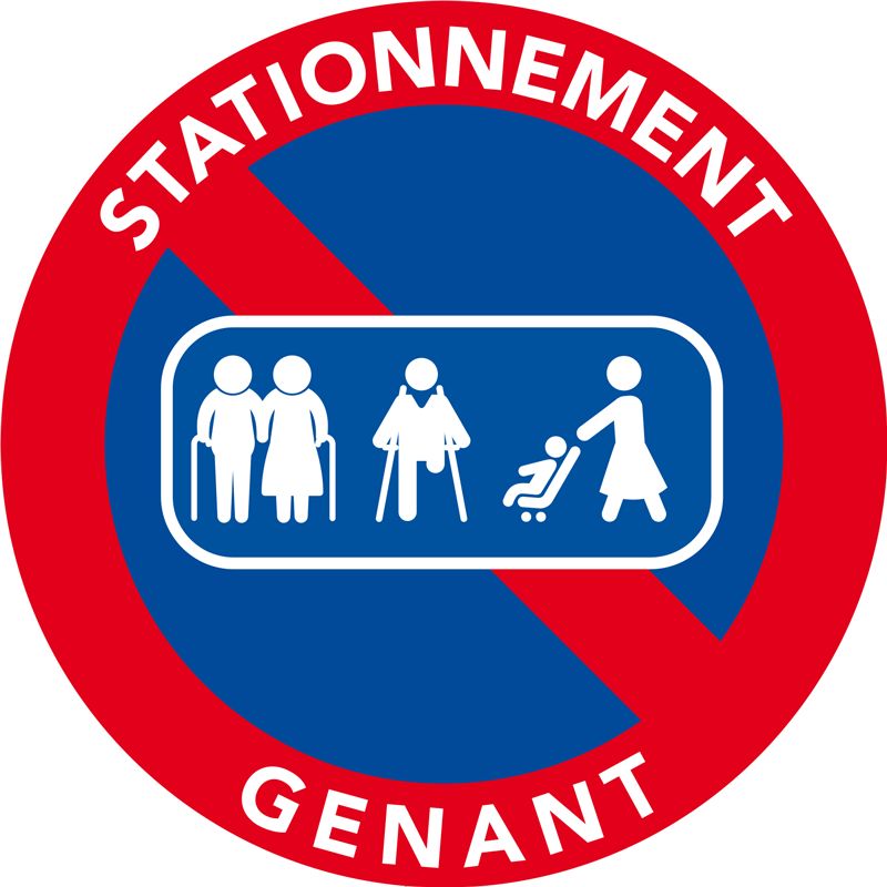 Autocollants interdiction de stationnemer. Passage de personnes.