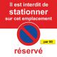 Stickers stationnement interdit car emplacement réservé. Par 50