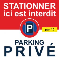 Autocollants stationnement interdit parking privé. Vendus par 10