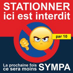 Autocollant "Stationner ici est interdit". Vendus par 10