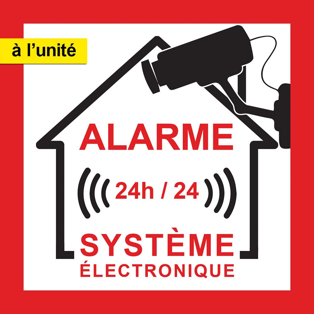 Autocollant Alarme Maison dissuasifs (x8) – Alarme Surveillance  électronique Aluminium brossé - Taille de l'adhésif Anti-cambriolage 80x60  mm - Sticker de sécur…