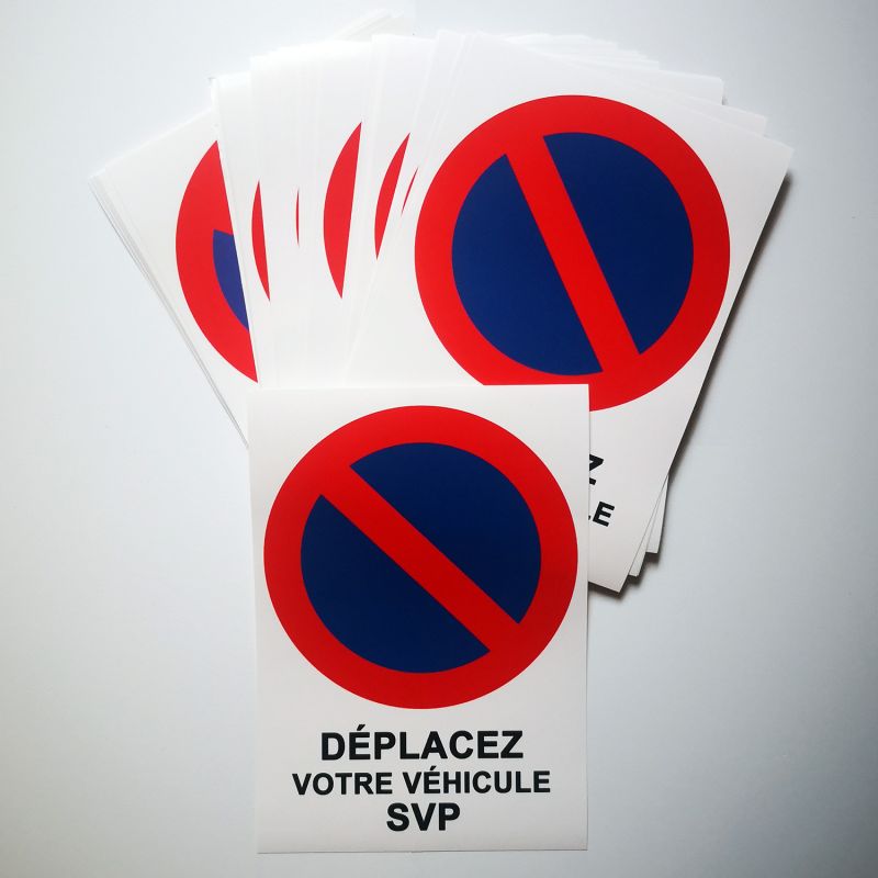 Stickers interdit de stationner difficiles à décoller.