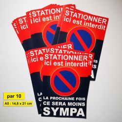 6 panneaux autocollants pour voiture mal garée - Papier autocollant  dissuasif carré STATIONNER ICI C'EST INTERDIT.