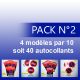 Pack de 4 Modèles d'autocollants par 10 (soit 40 autocollants)