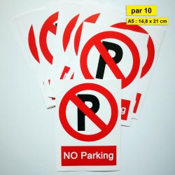 Autocollants stationnement interdit. No Parking. Format A5