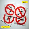 Autocollants interdiction de fumer. 9,8 x 9,8 cm. Vinyle.