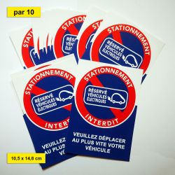 Autocollants stationnement interdit réservés véhicules électriques. Par 10
