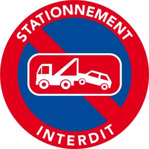Autocollants interdiction de stationner. Mise en fourrière