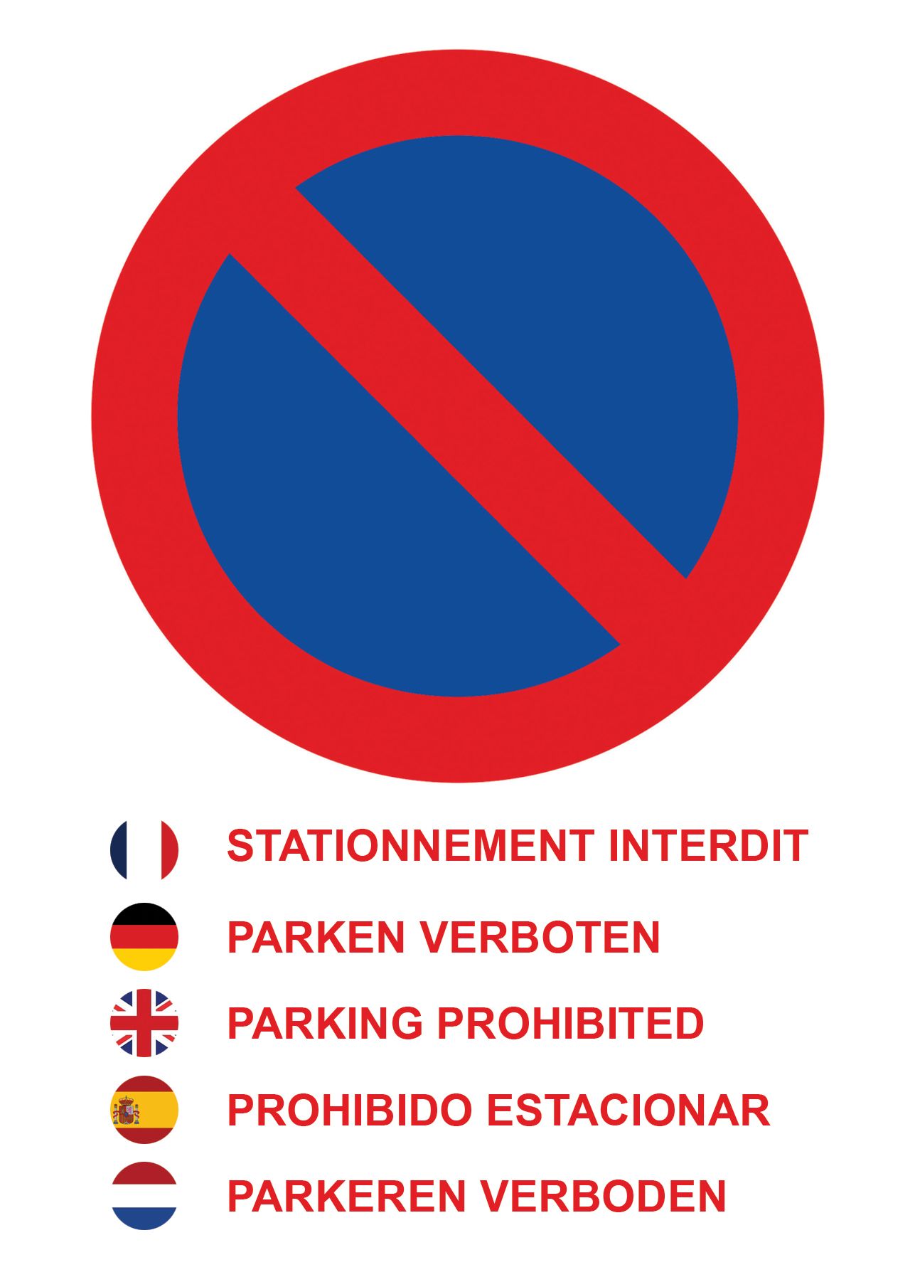 Autocollants stationnement interdit en 5 langues
