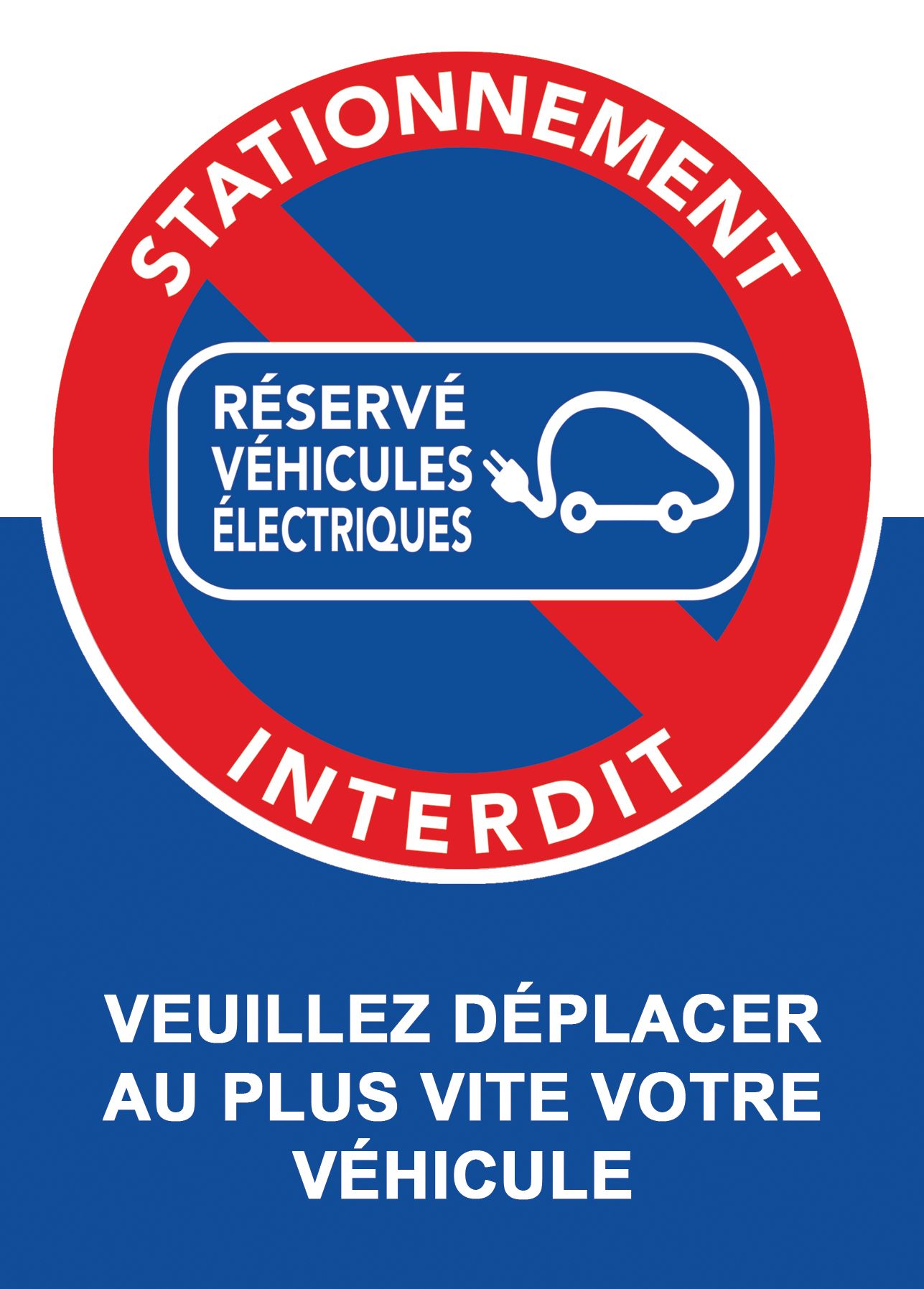 Autocollants stationnement interdit réservés véhicules électriques. Par 10