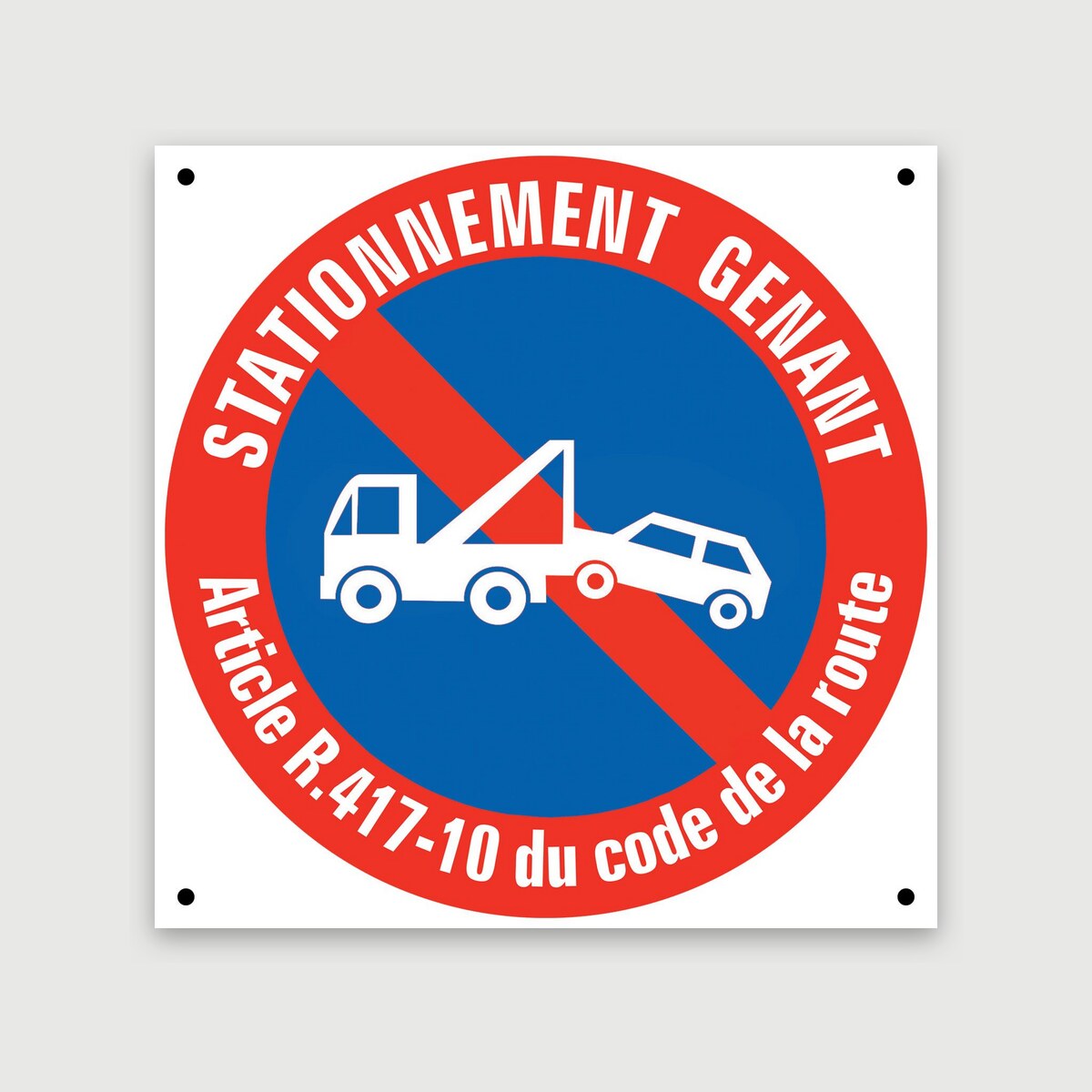 Panneau stationnement gênant et interdit de stationner en PVC 25 × 25 cm