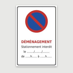 Affiche stationnement interdit déménagement, aperçu du modèle en 40 × 60 cm