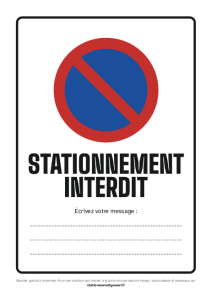 Affichette A4 gratuite à imprimer : Stationnement interdit – Message à compléter
