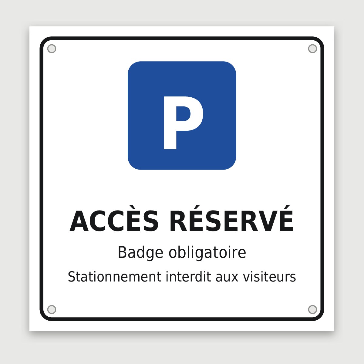 Panneau aluminium badge obligatoire, aperçu du modèle en 30 × 30 cm