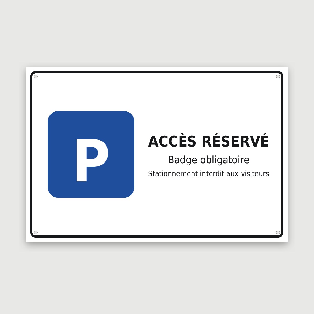 Panneau aluminium badge obligatoire, aperçu du modèle en 60 × 40 cm