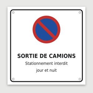 Panneau aluminium sortie de camions, aperçu du modèle en 30 × 30 cm