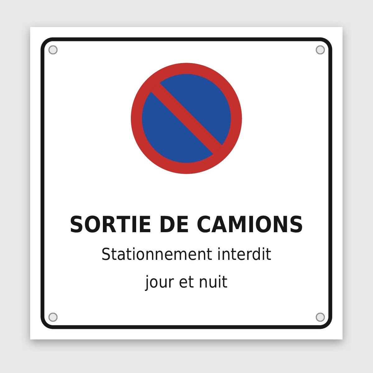 Panneau aluminium sortie de camions, aperçu du modèle en 30 × 30 cm
