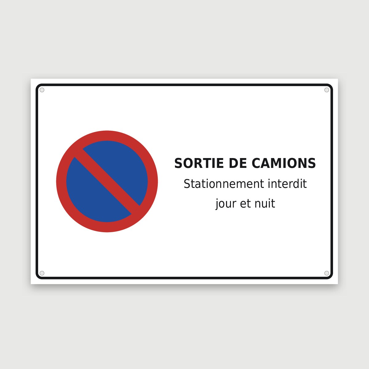 Panneau aluminium sortie de camions, aperçu du modèle en 60 × 40 cm