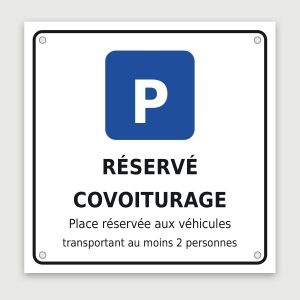 Panneau aluminium réservé au covoiturage, aperçu du modèle en 30 × 30 cm