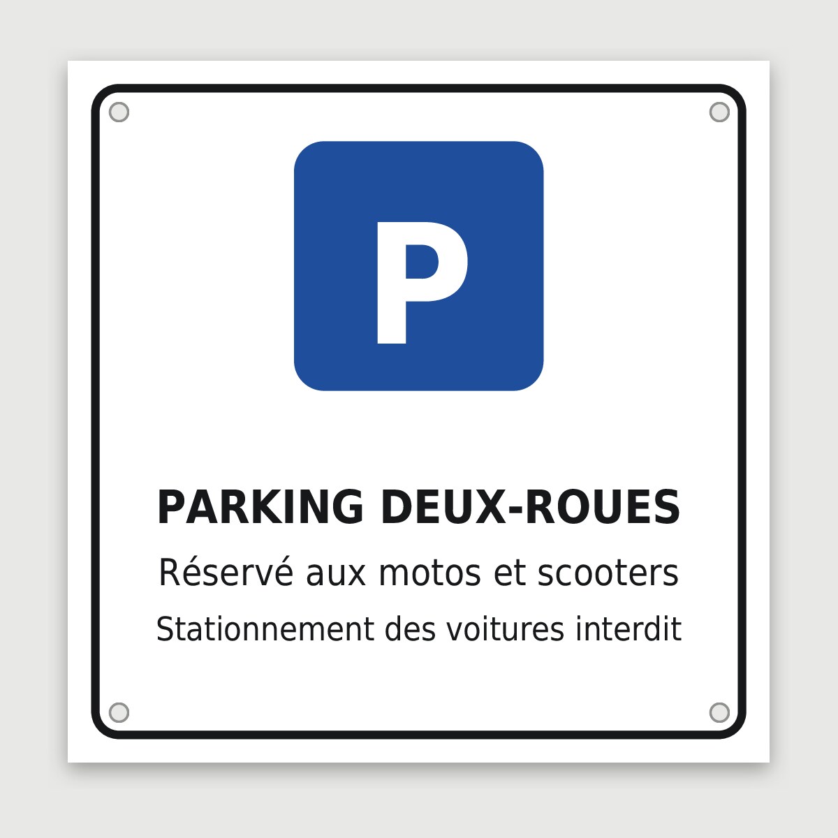 Panneau aluminium parking deux-roues, aperçu du modèle en 30 × 30 cm