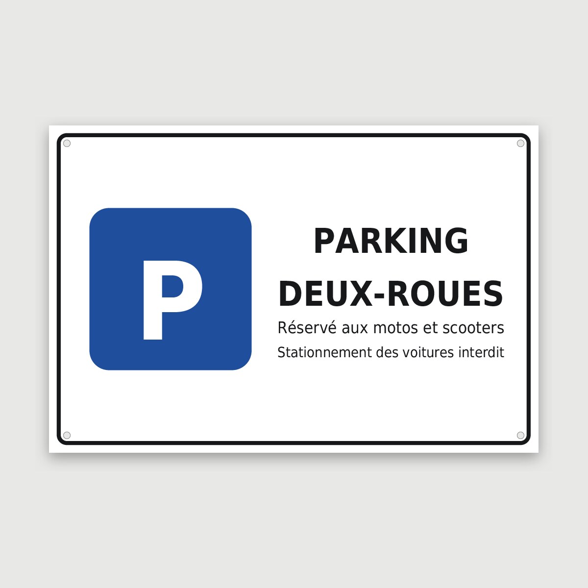 Panneau aluminium parking deux-roues, aperçu du modèle en 60 × 40 cm