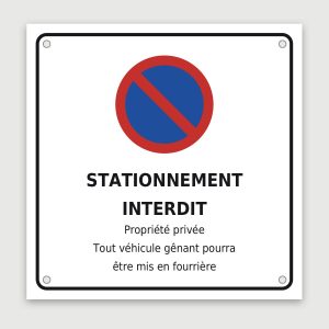 Panneau aluminium stationnement interdit, aperçu du modèle en 30 × 30 cm