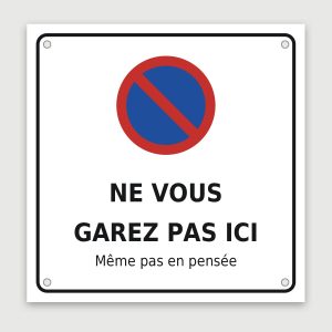 Panneau aluminium humoristique « même pas en pensée », aperçu du modèle en 30 × 30 cm