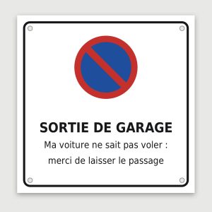 Panneau aluminium humoristique « ma voiture ne sait pas voler », aperçu du modèle en 30 × 30 cm