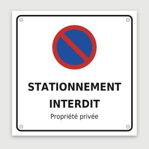 Panneau aluminium stationnement interdit, aperçu du modèle en 30 × 30 cm
