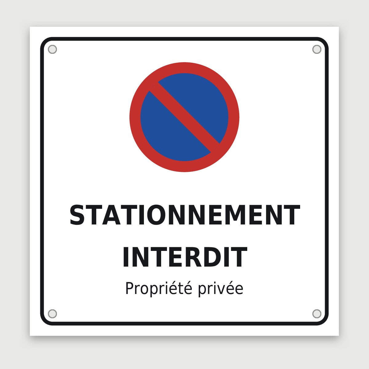 Panneau aluminium stationnement interdit, aperçu du modèle en 30 × 30 cm