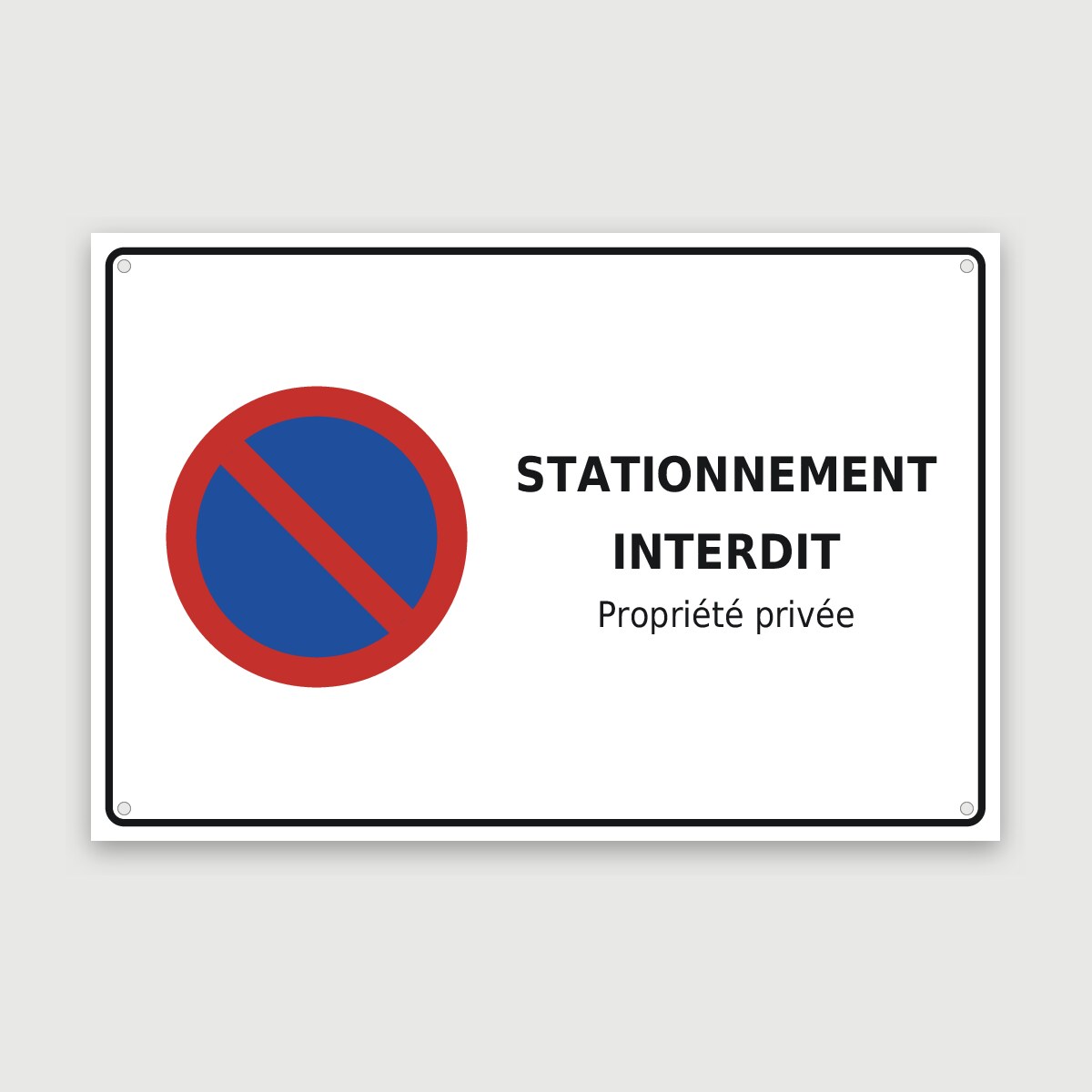 Panneau aluminium stationnement interdit, aperçu du modèle en 60 × 40 cm
