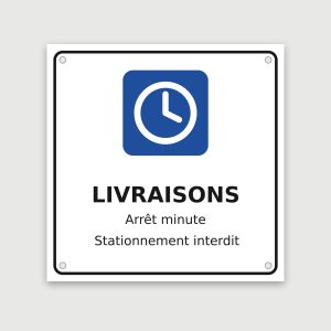 Panneau aluminium livraisons, arrêt minute, aperçu du modèle en 30 × 30 cm