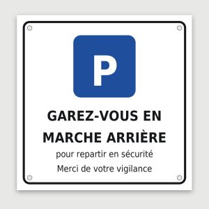 Panneau aluminium marche arrière, aperçu du modèle en 30 × 30 cm