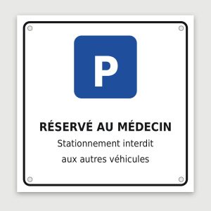 Panneau aluminium réservé au médecin, aperçu du modèle en 30 × 30 cm