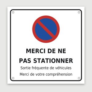 Panneau aluminium merci de ne pas stationner, aperçu du modèle en 30 × 30 cm