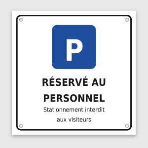 Panneau aluminium réservé au personnel, aperçu du modèle en 30 × 30 cm