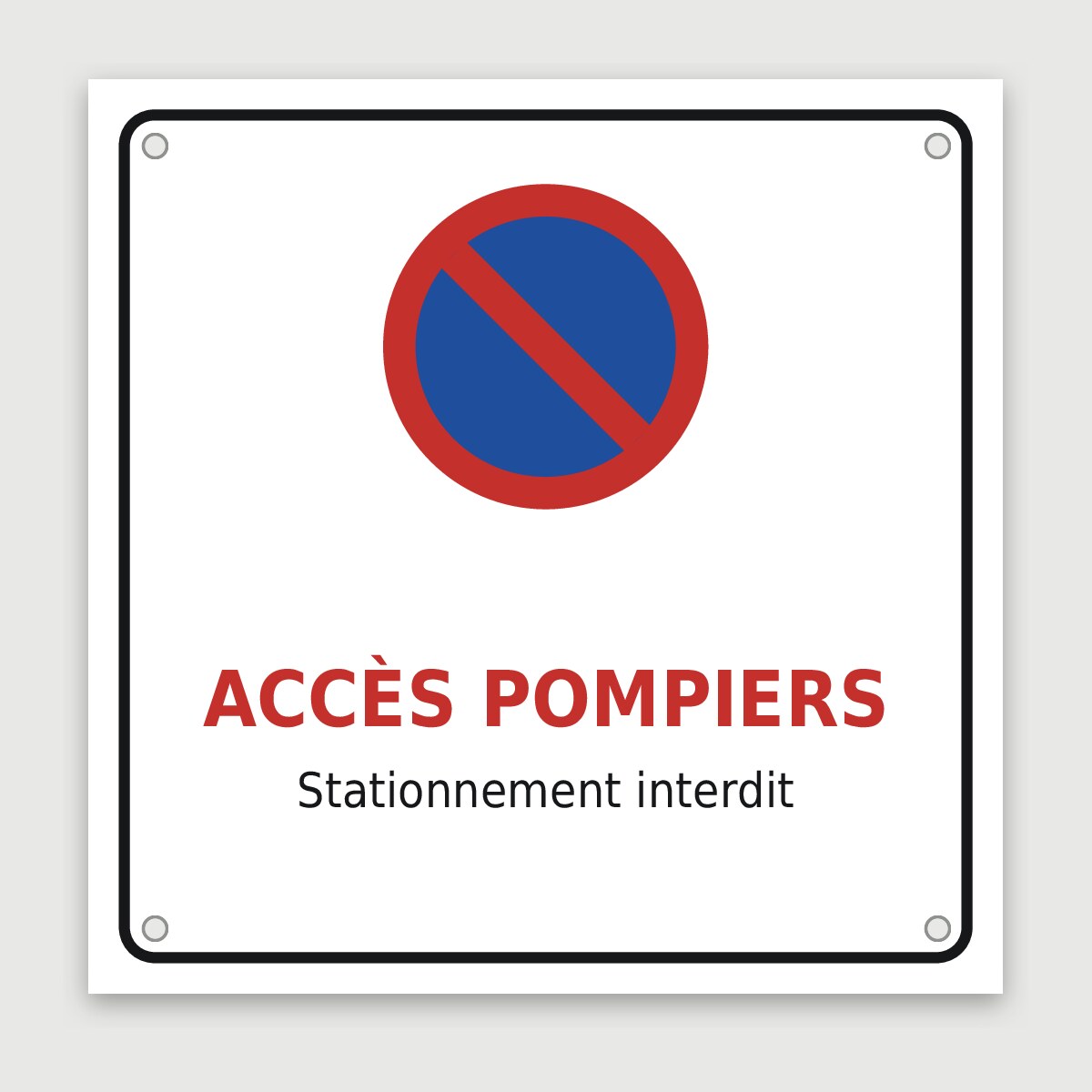 Panneau aluminium accès pompiers, aperçu du modèle en 30 × 30 cm