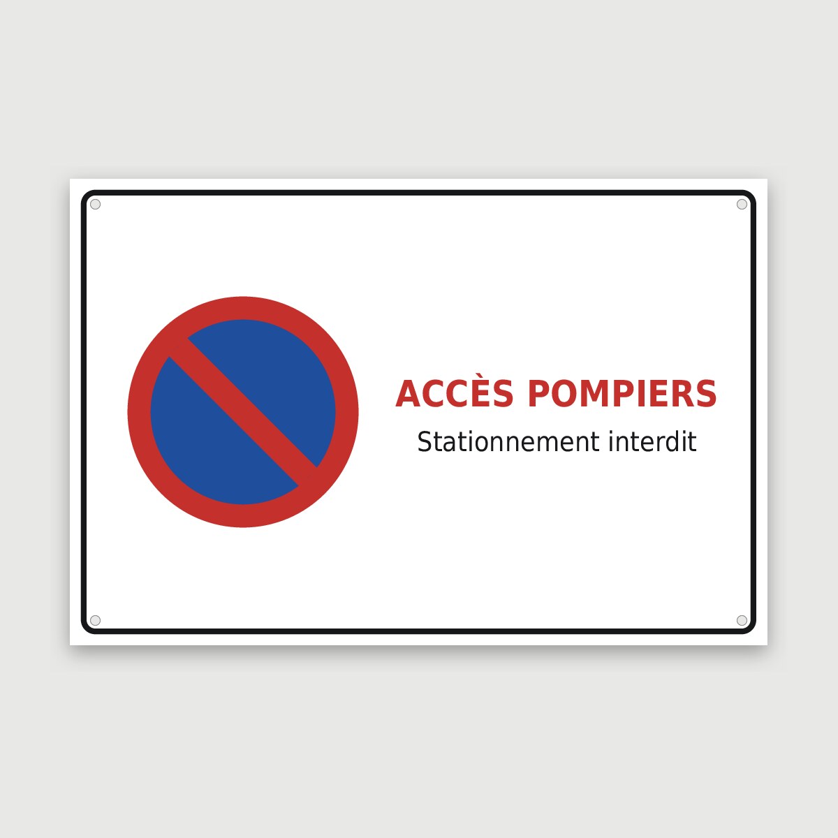 Panneau aluminium accès pompiers, aperçu du modèle en 60 × 40 cm