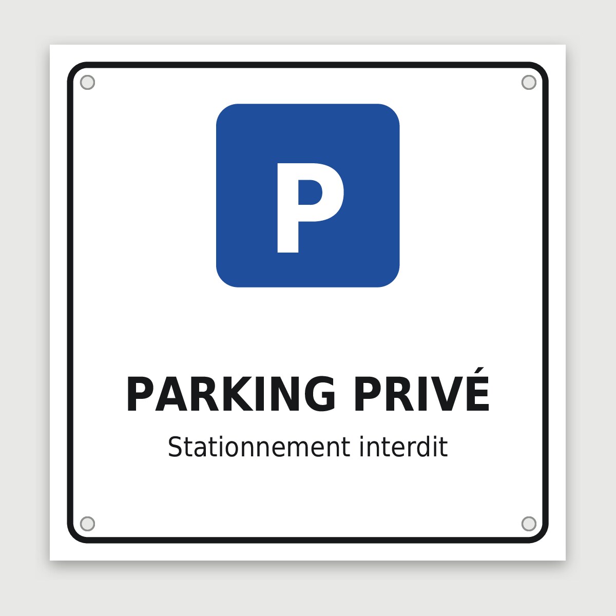 Panneau aluminium parking privé, aperçu du modèle en 30 × 30 cm