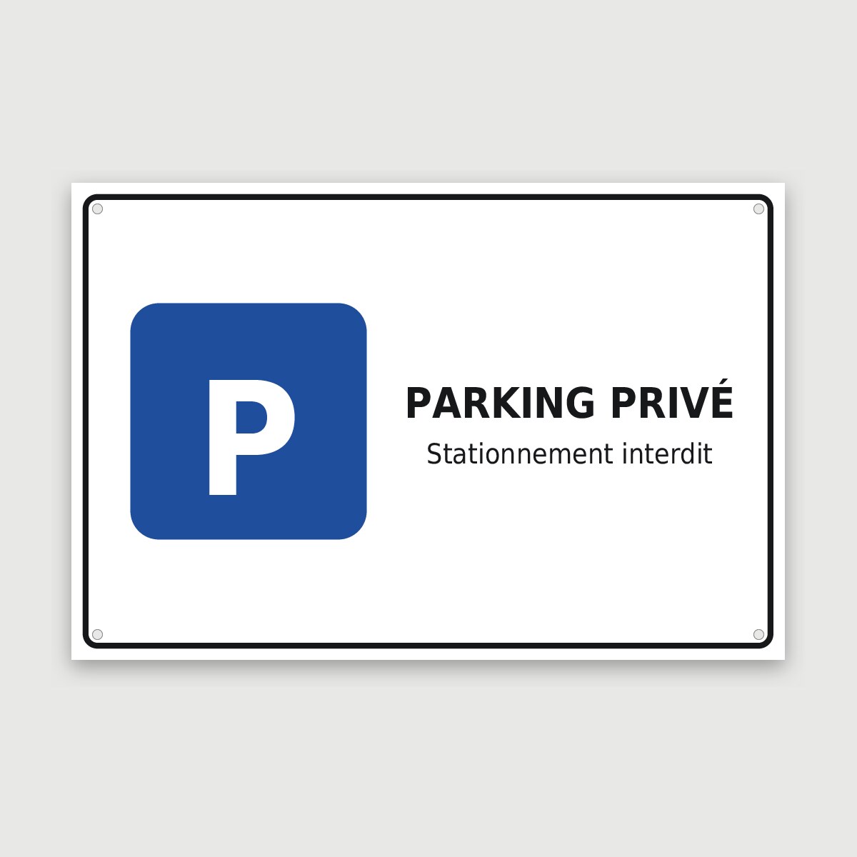 Panneau aluminium parking privé, aperçu du modèle en 60 × 40 cm