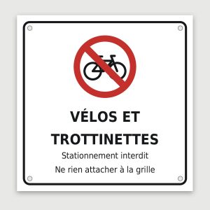 Panneau aluminium vélos et trottinettes, aperçu du modèle en 30 × 30 cm