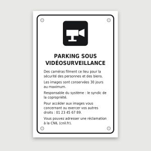 Panneau aluminium vidéosurveillance, aperçu du modèle en 20 × 30 cm