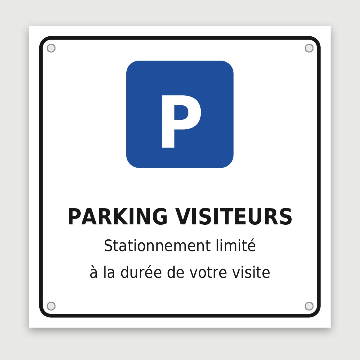 Panneau aluminium parking visiteurs, aperçu du modèle en 30 × 30 cm