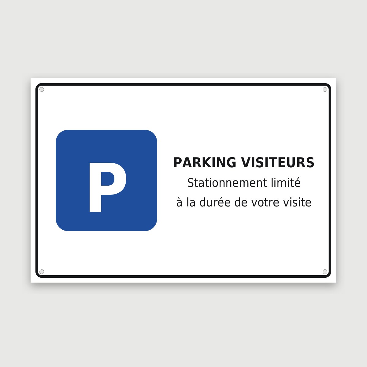 Panneau aluminium parking visiteurs, aperçu du modèle en 60 × 40 cm