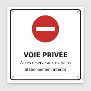 Panneau aluminium voie privée, aperçu du modèle en 30 × 30 cm