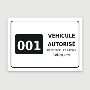 Vignette de pare-brise numérotée véhicule autorisé, aperçu du modèle en 10 × 7 cm