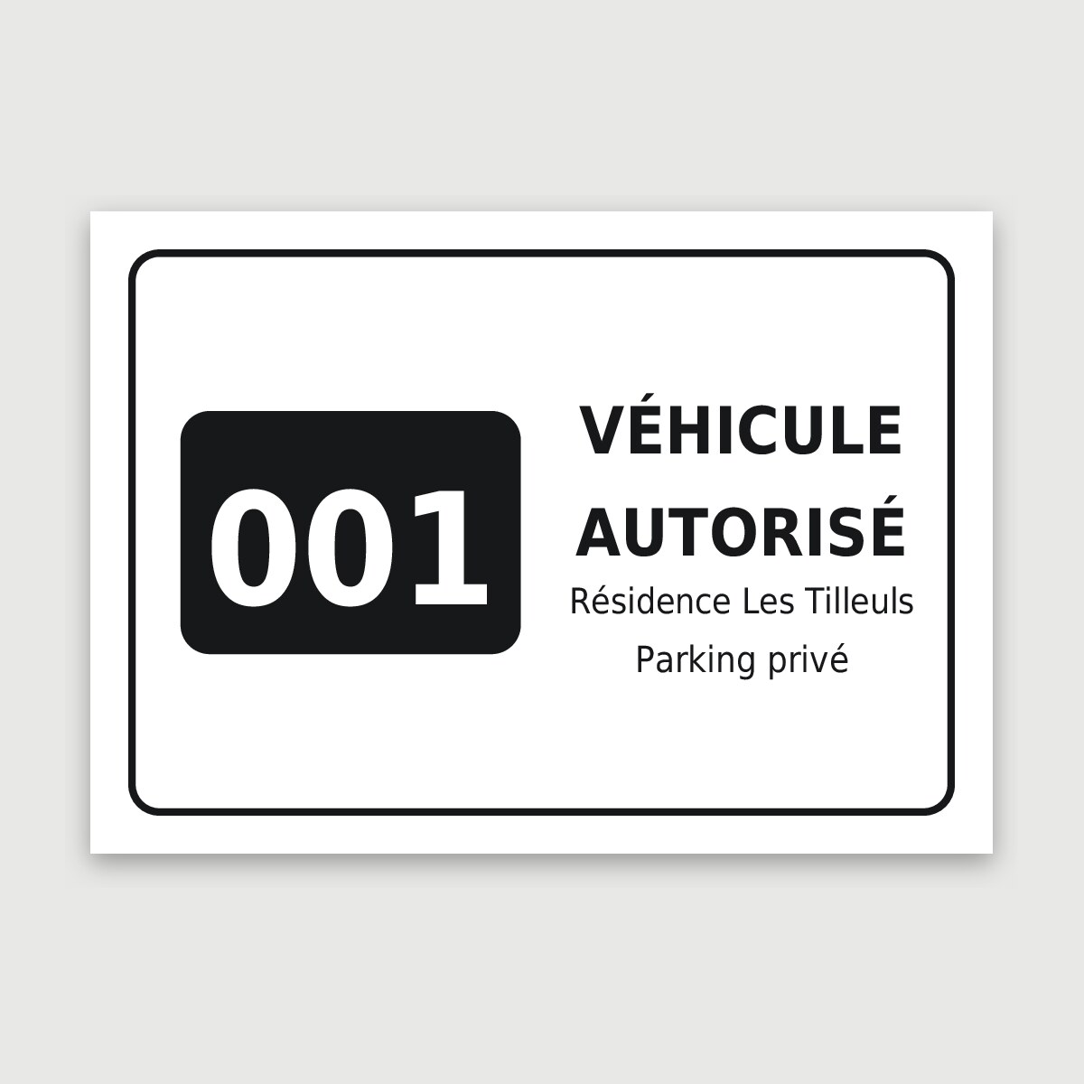 Vignette de pare-brise numérotée véhicule autorisé, aperçu du modèle en 10 × 7 cm